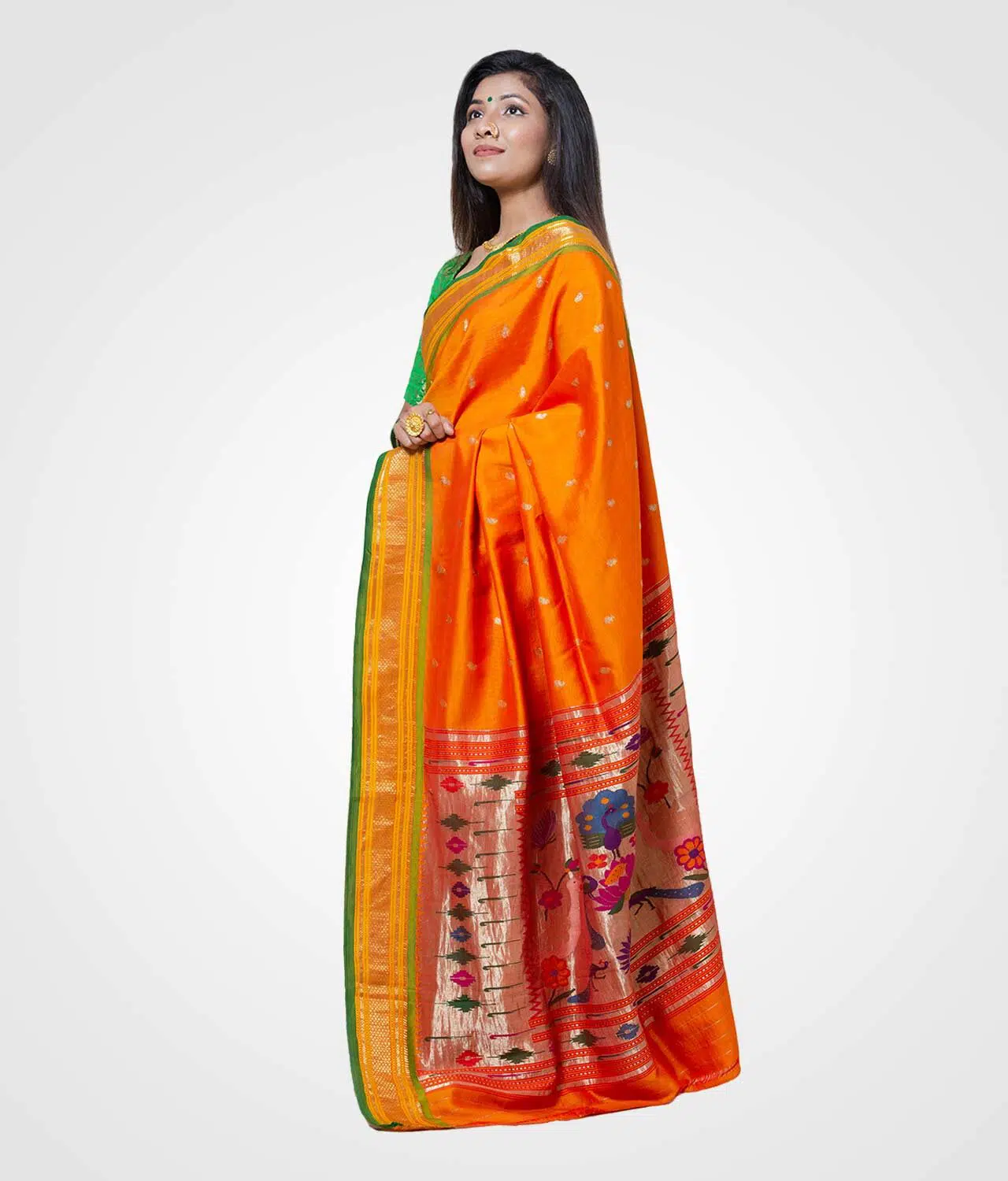 Amba Colour Original Paithani Silk Hand Woven Saree
