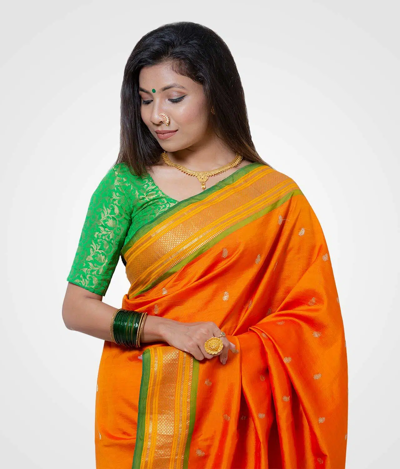 Amba Colour Original Paithani Silk Hand Woven Saree