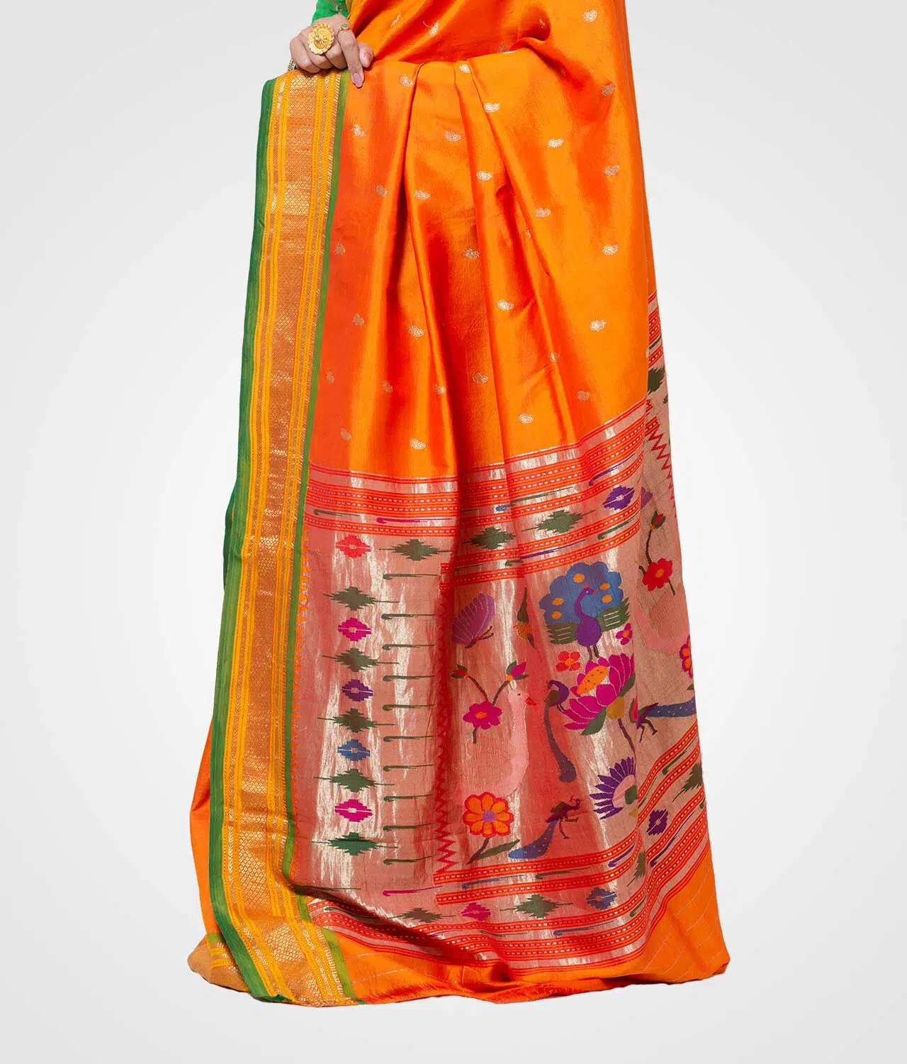 Amba Colour Original Paithani Silk Hand Woven Saree