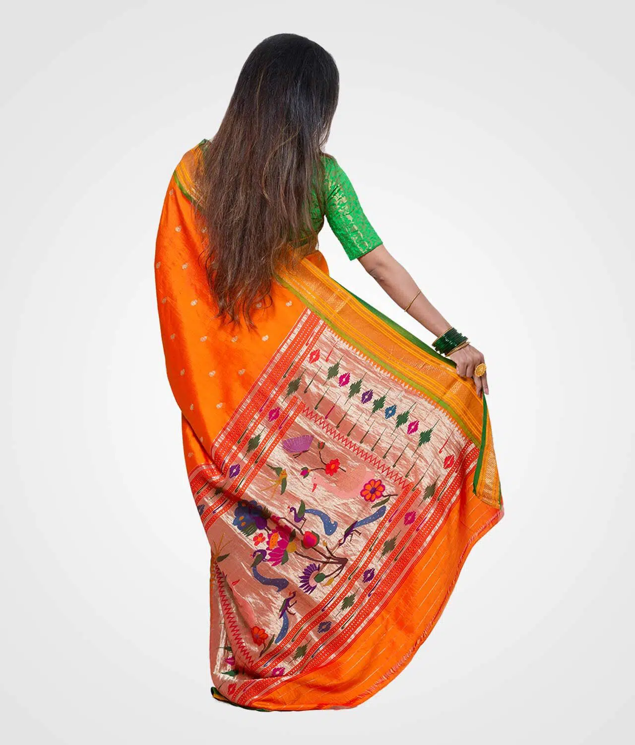 Amba Colour Original Paithani Silk Hand Woven Saree