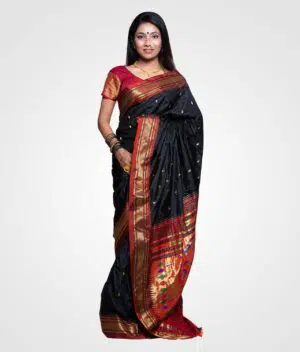 Black Original Silk Zari Pallu Paithani Hand Woven Saree