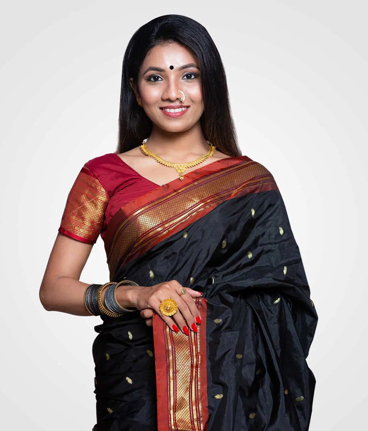 Black Original Silk Zari Pallu Paithani Hand Woven Saree