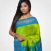 Green and Sky Bule Colour Orginal Silk Hand Woven Saree