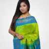 Green and Sky Bule Colour Orginal Silk Hand Woven Saree