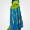Green and Sky Bule Colour Orginal Silk Hand Woven Saree