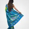Green and Sky Bule Colour Orginal Silk Hand Woven Saree