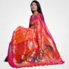 Orange Zari Original Silk Hand Woven Saree