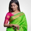 Parrot Green Original Silk Hand Woven Saree