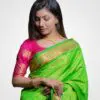 Parrot Green Original Silk Hand Woven Saree