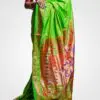 Parrot Green Original Silk Hand Woven Saree