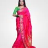 Pink Double Pallu Silk Paithani Hand Woven Saree