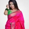 Pink Double Pallu Silk Paithani Hand Woven Saree