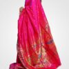 Pink Double Pallu Silk Paithani Hand Woven Saree