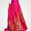Pink Double Pallu Silk Paithani Hand Woven Saree