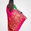 Pink Double Pallu Silk Paithani Hand Woven Saree