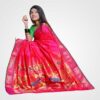 Pink Double Pallu Silk Paithani Hand Woven Saree