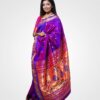 Purple Dhup Chav Original Paithani Silk Hand Woven Saree