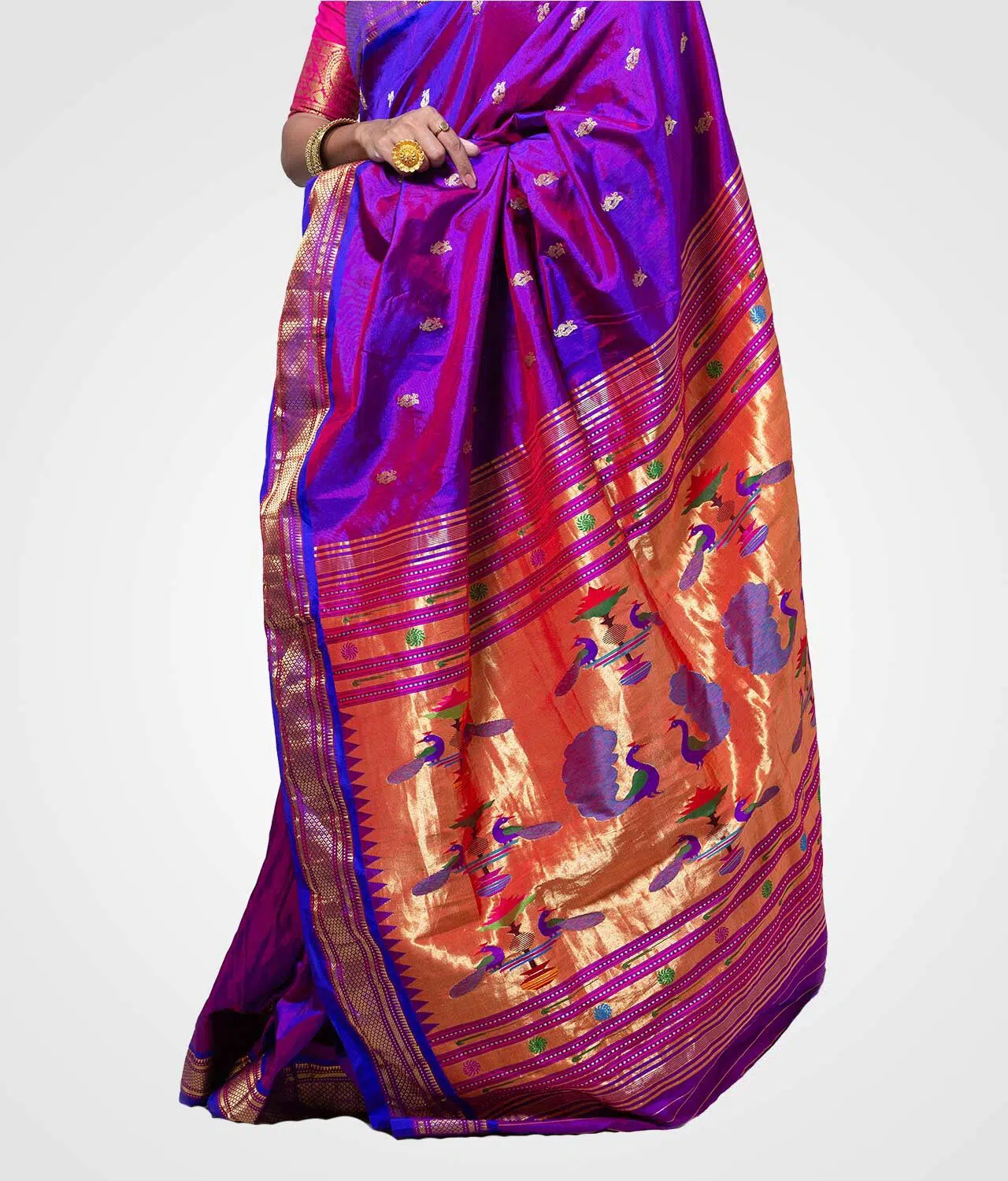 Purple Dhup Chav Original Paithani Silk Hand Woven Saree