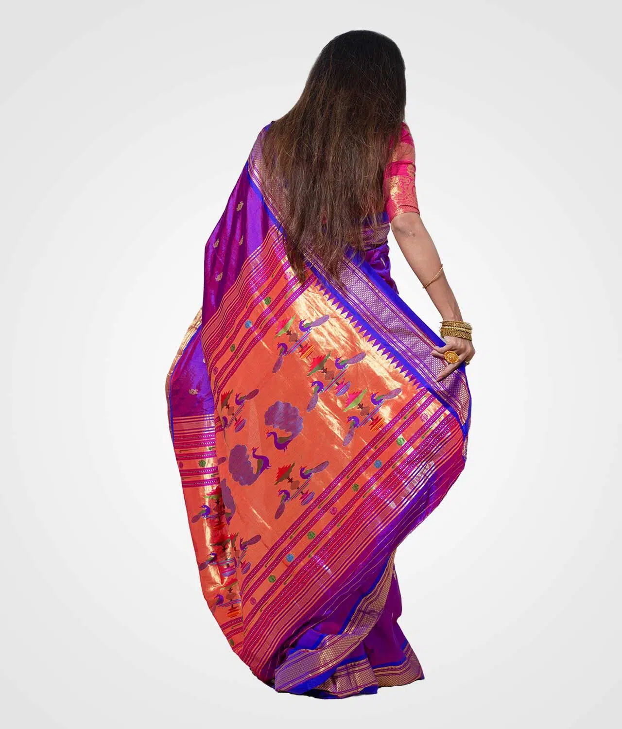 Purple Dhup Chav Original Paithani Silk Hand Woven Saree