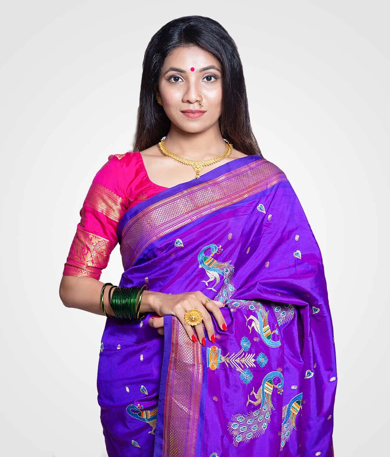 Purple Full Saree Pecacok Orginal Silk Hand Woven Saree