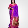 Purple Kagadi Padar Original Silk Handwoven Paithani