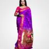 Purple Kagadi Padar Original Silk Handwoven Paithani
