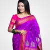 Purple Pecacok Above Pallu Silk Paithani Hand Woven Saree