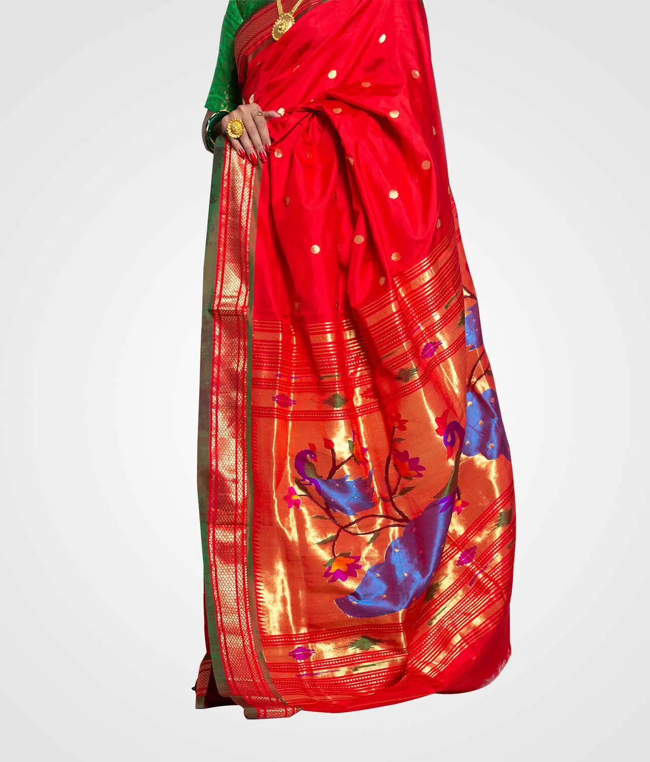 Red Zari Hand Woven Paithani Saree