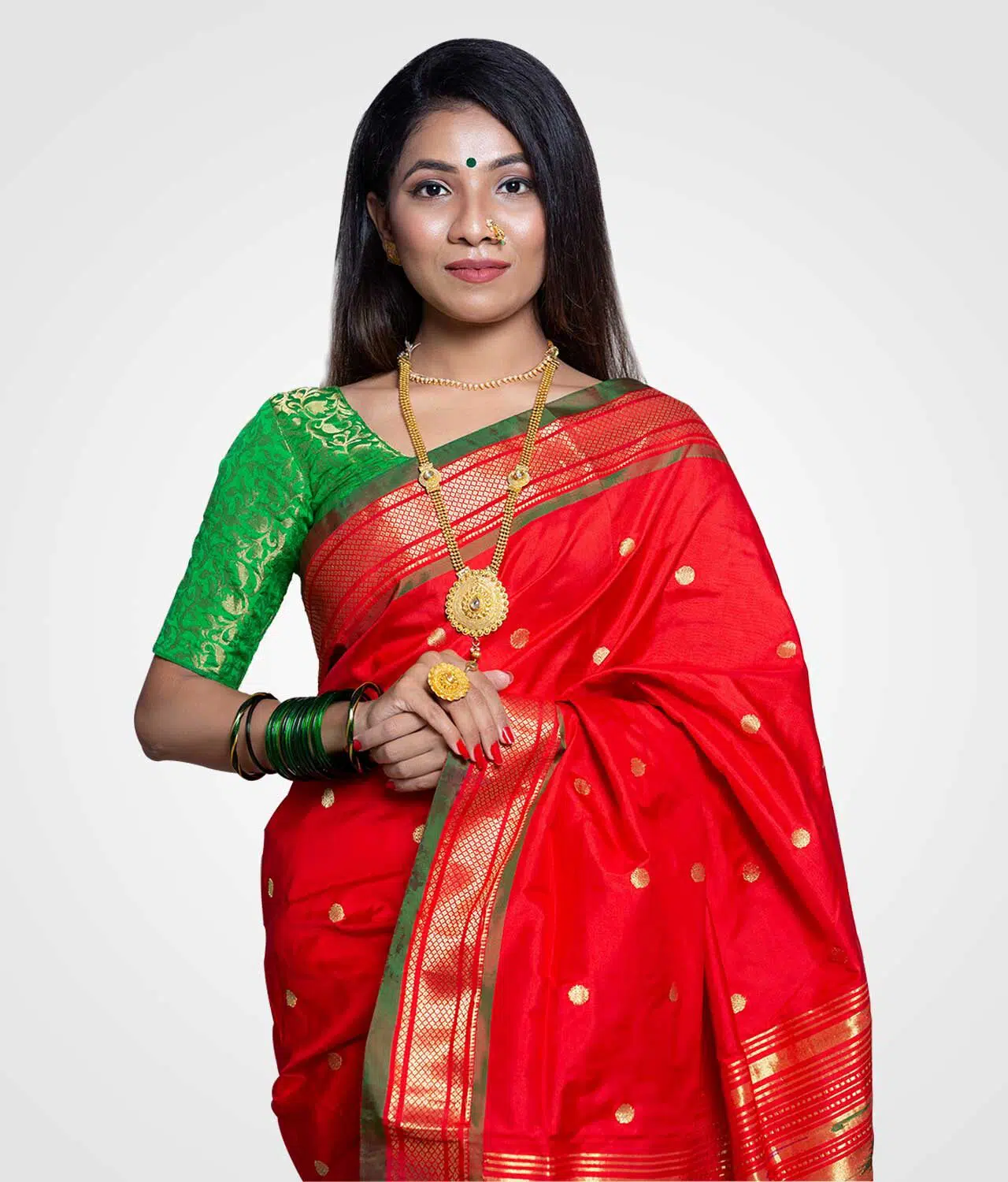 Red Zari Hand Woven Paithani Saree