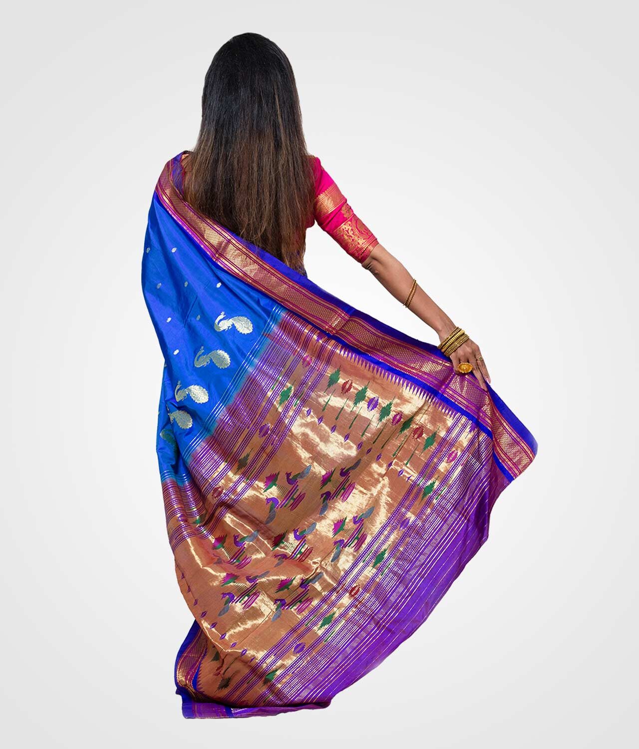 Royal Blue Original Paithani Silk Hand Woven Saree