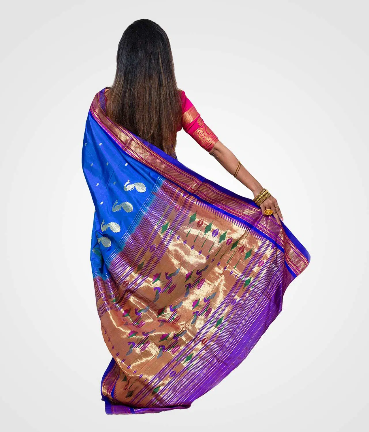 Royal Blue Original Paithani Silk Hand Woven Saree