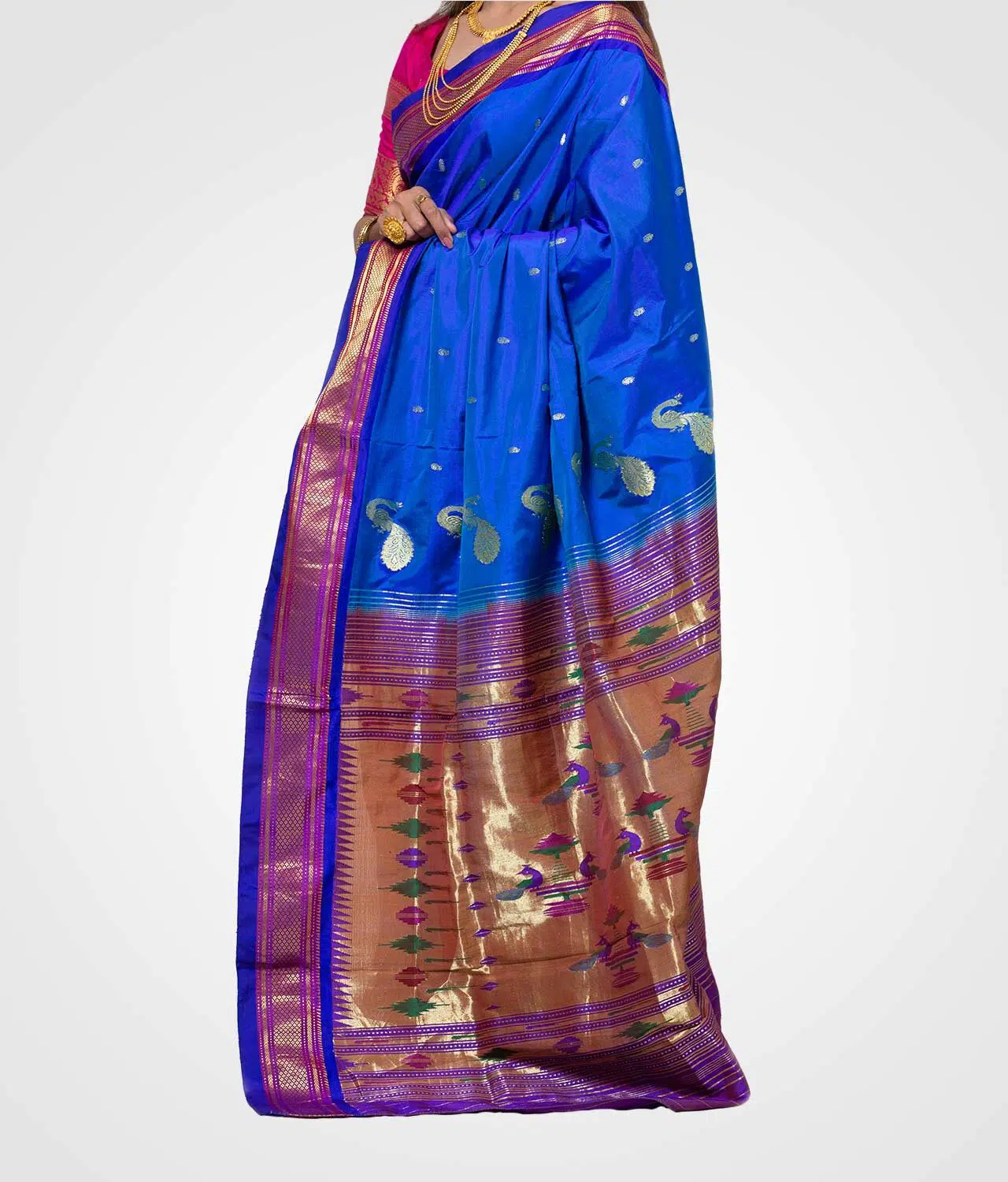 Royal Blue Original Paithani Silk Hand Woven Saree
