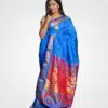 Sky Blue Orginal Silk Zari Pallu Paithani Hand Woven Saree