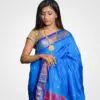 Sky Blue Orginal Silk Zari Pallu Paithani Hand Woven Saree