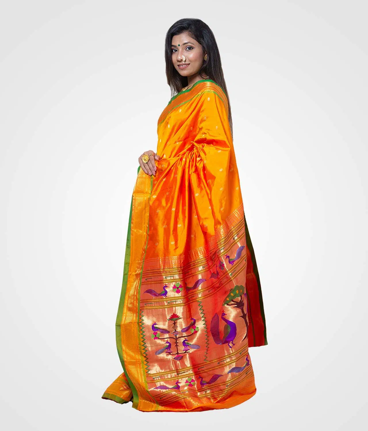 Yellow Amba Colour Original Paithani Silk Hand Woven Saree