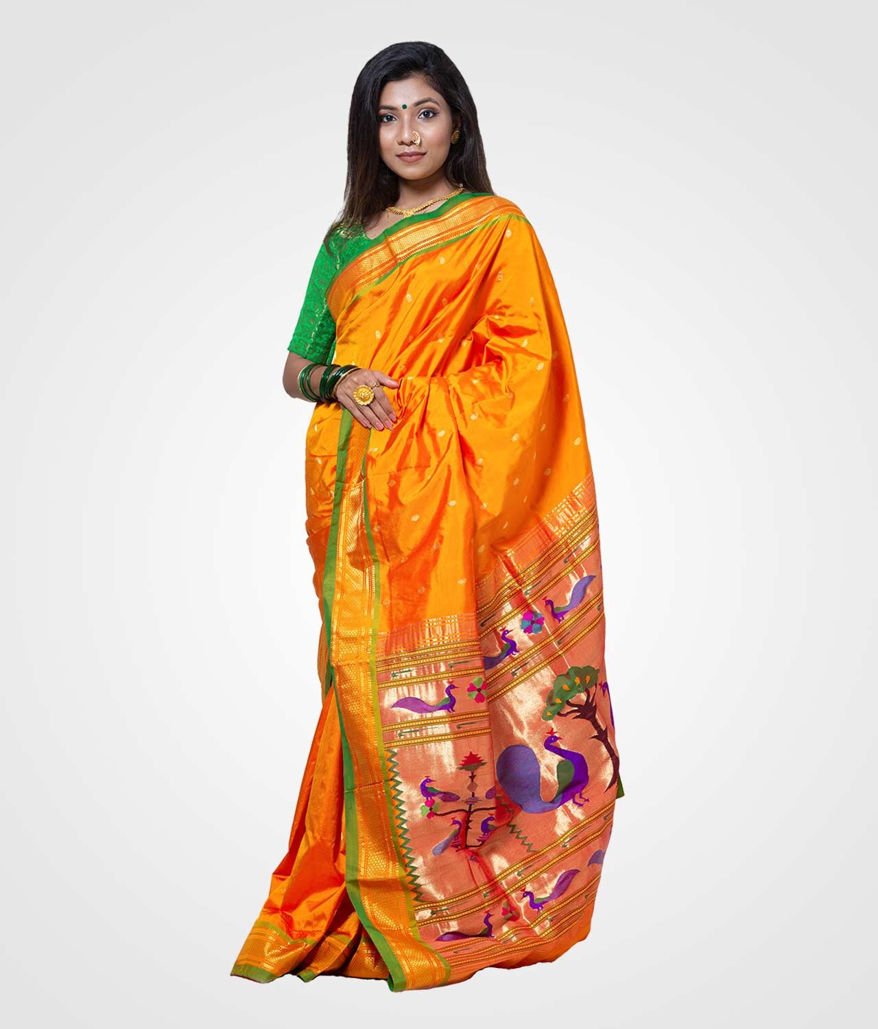 Yellow Amba Colour Original Paithani Silk Hand Woven Saree