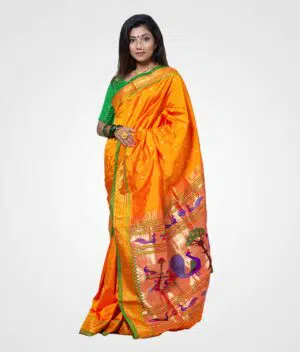 Yellow Amba Colour Original Paithani Silk Hand Woven Saree